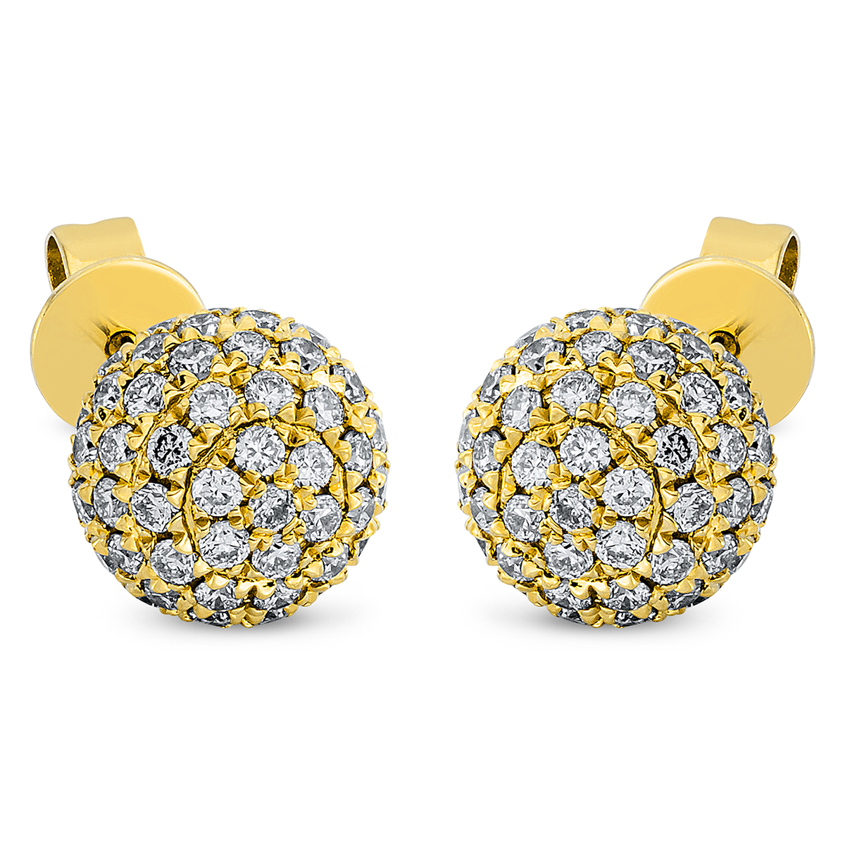 Pavé Ohrstecker  18kt Gelbgold  Kugel mit 0,93ct Diamanten