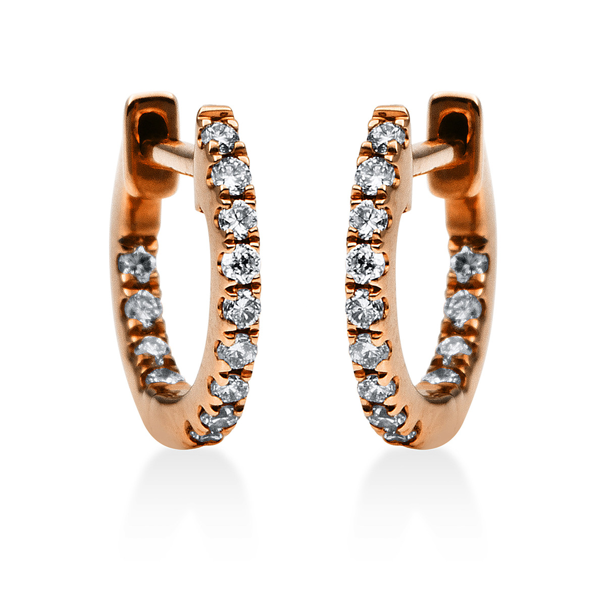 Creolen  18kt Rotgold mit 0,14ct Diamanten