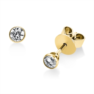 Solitaire Ohrstecker Zarge 14kt Gelbgold mit 0,30ct Diamanten