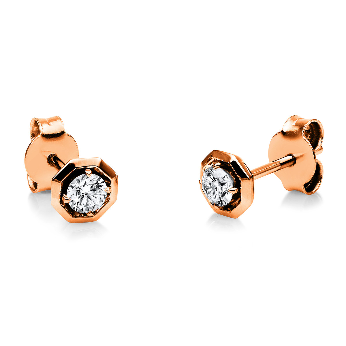 Solitaire Ohrstecker 4er-Krappe 18kt Rotgold mit 0,30ct Diamanten