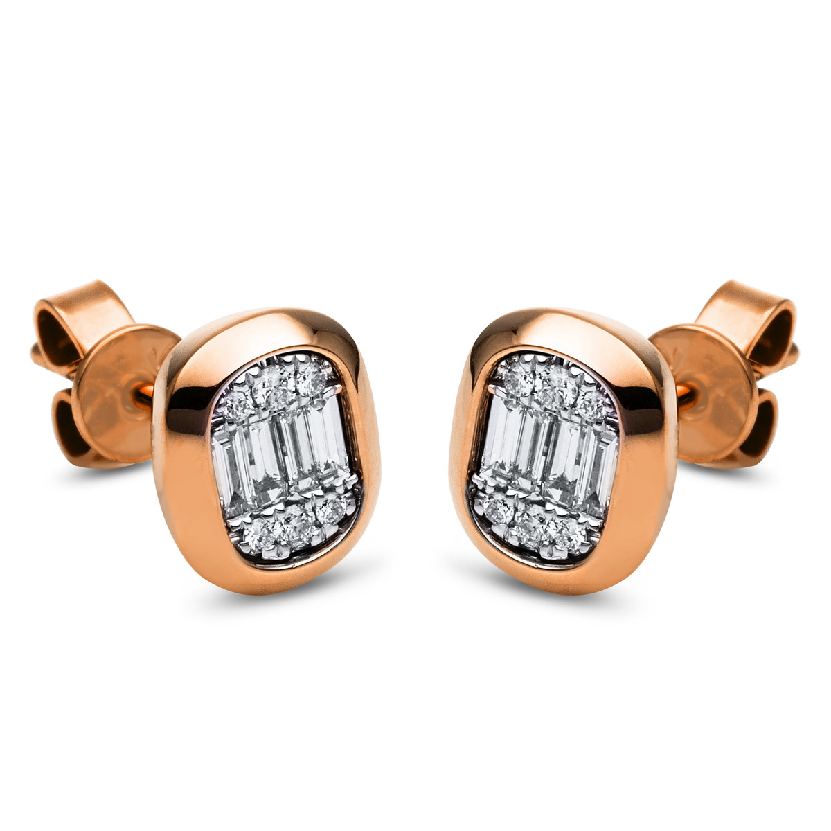 Ohrstecker Zarge 18kt Rotgold mit 0,23ct Diamanten