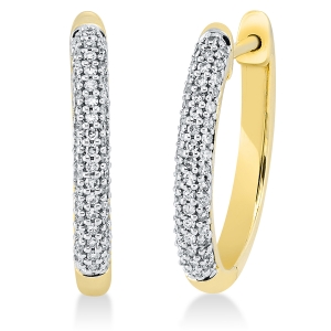 Pavé Creolen  14kt Gelbgold Fassung rhodiniert mit 0,28ct Diamanten