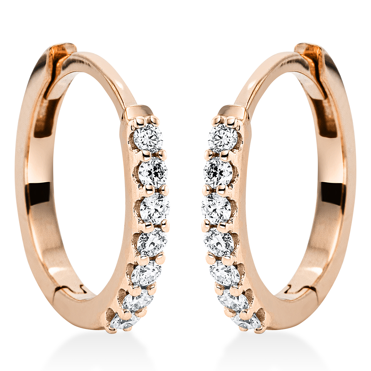 Creolen  18kt Rotgold mit 0,16ct Diamanten