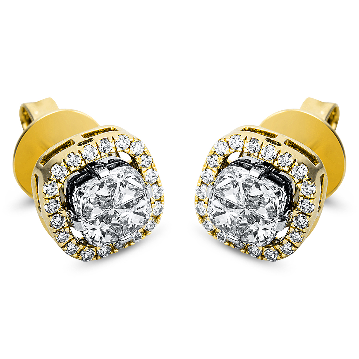 Ohrstecker  18kt Gelbgold / Weißgold mit 0,98ct Diamanten