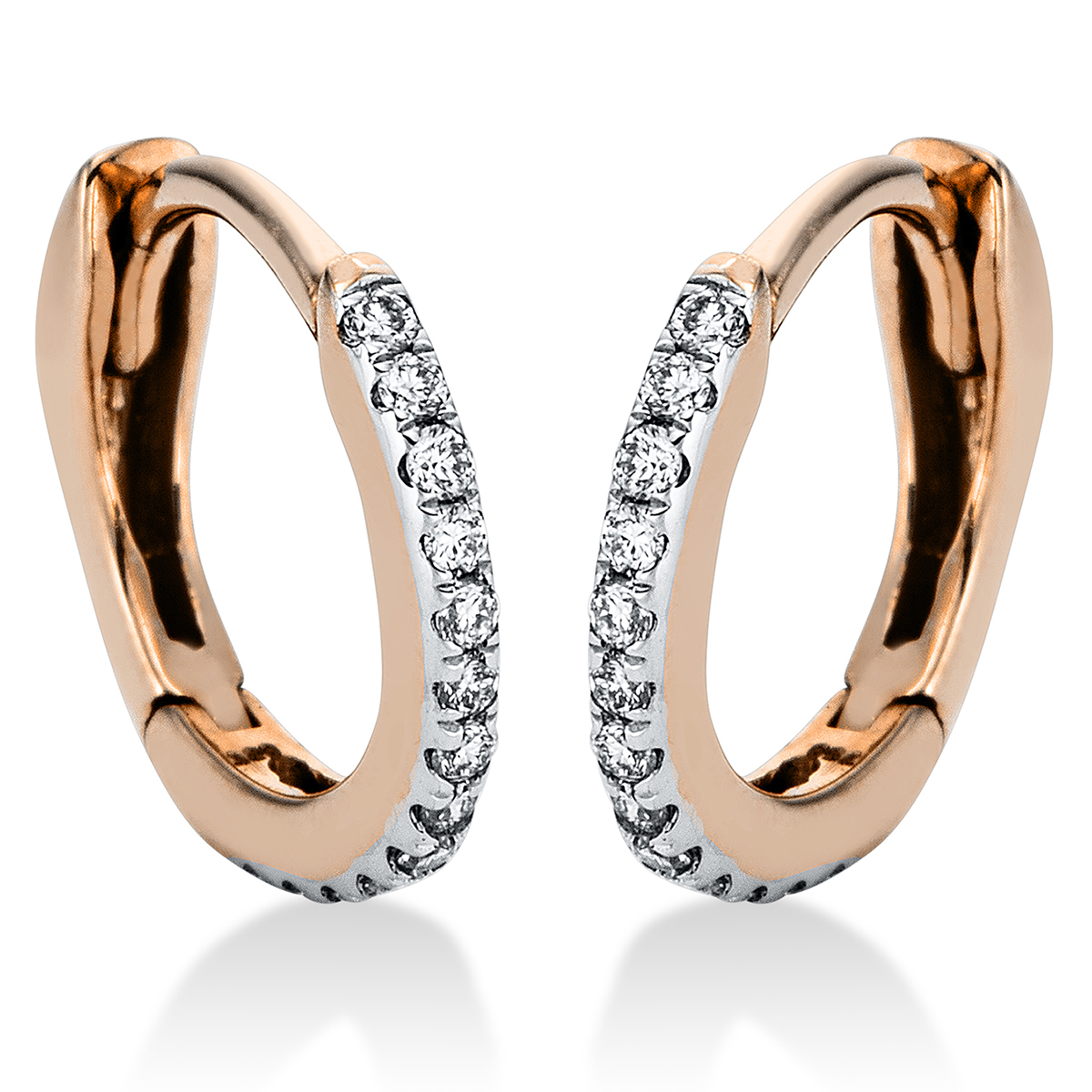 Creolen  18kt Rotgold mit 0,10ct Diamanten