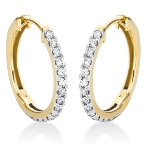 Creolen  18kt Gelbgold Fassung rhodiniert mit 0,50ct Diamanten