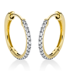 Creolen  18kt Gelbgold Fassung rhodiniert mit 0,15ct Diamanten