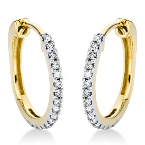 Creolen  14kt Gelbgold Fassung rhodiniert mit 0,25ct Diamanten