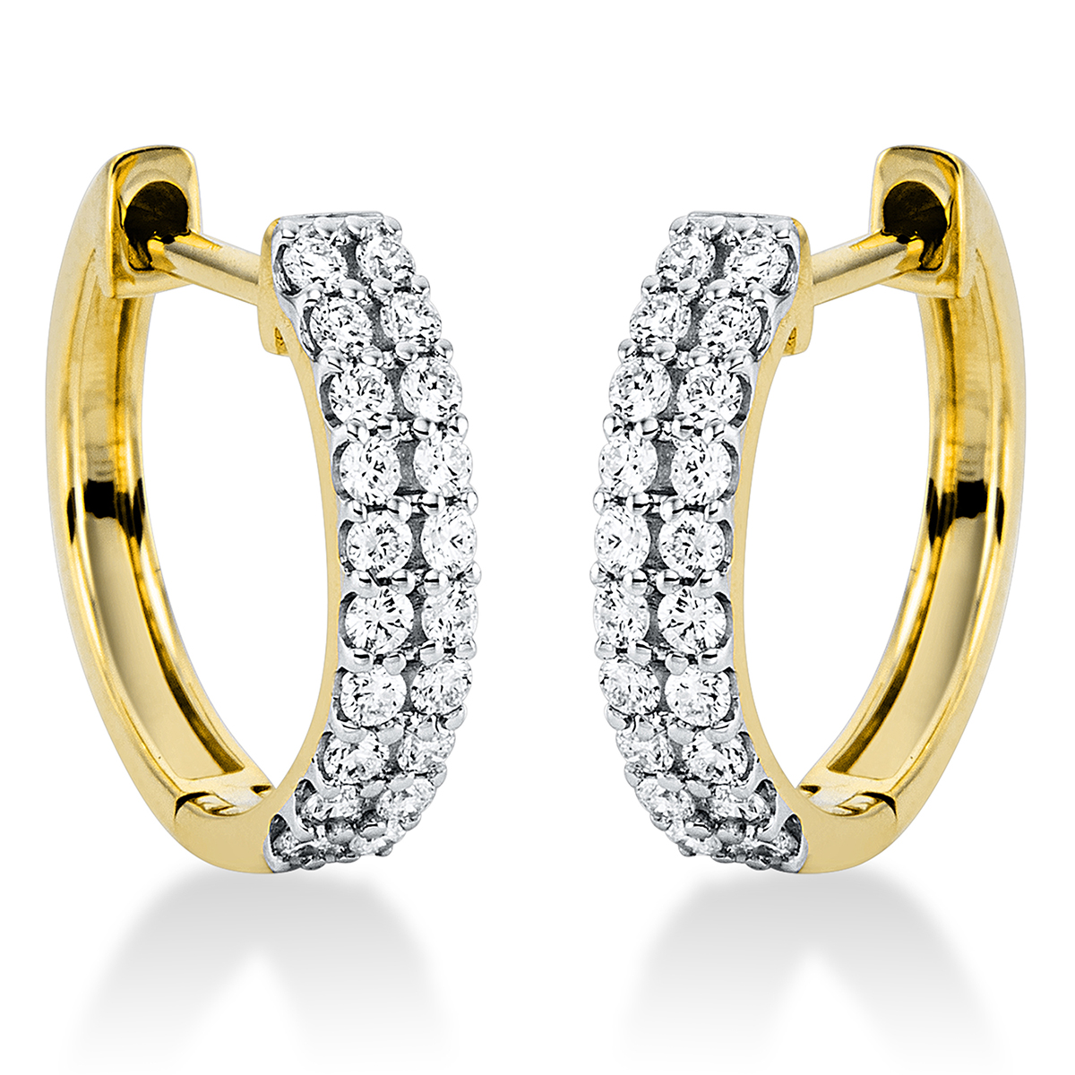 Creolen  18kt Gelbgold Fassung rhodiniert mit 0,27ct Diamanten