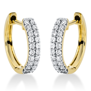 Creolen  18kt Gelbgold Fassung rhodiniert mit 0,27ct Diamanten