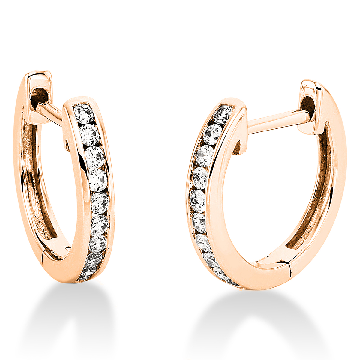 Creolen  18kt Rotgold mit 0,21ct Diamanten