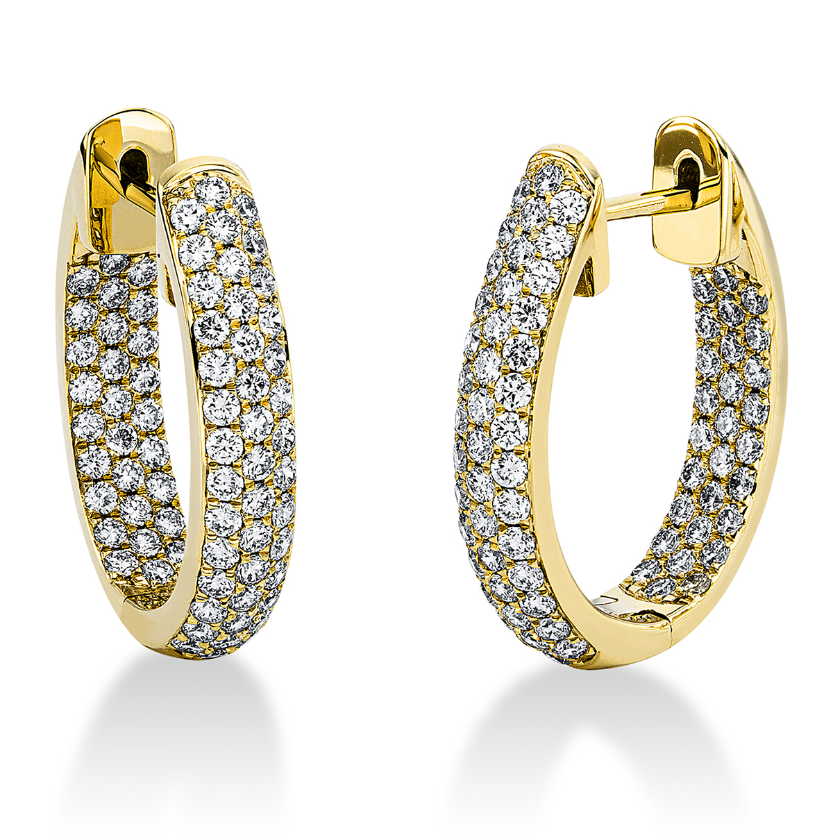 Pavé Creolen  18kt Gelbgold mit 1,23ct Diamanten