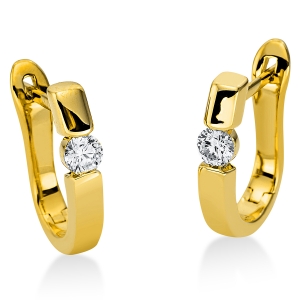 Solitaire Creolen  18kt Gelbgold mit 0,19ct Diamanten