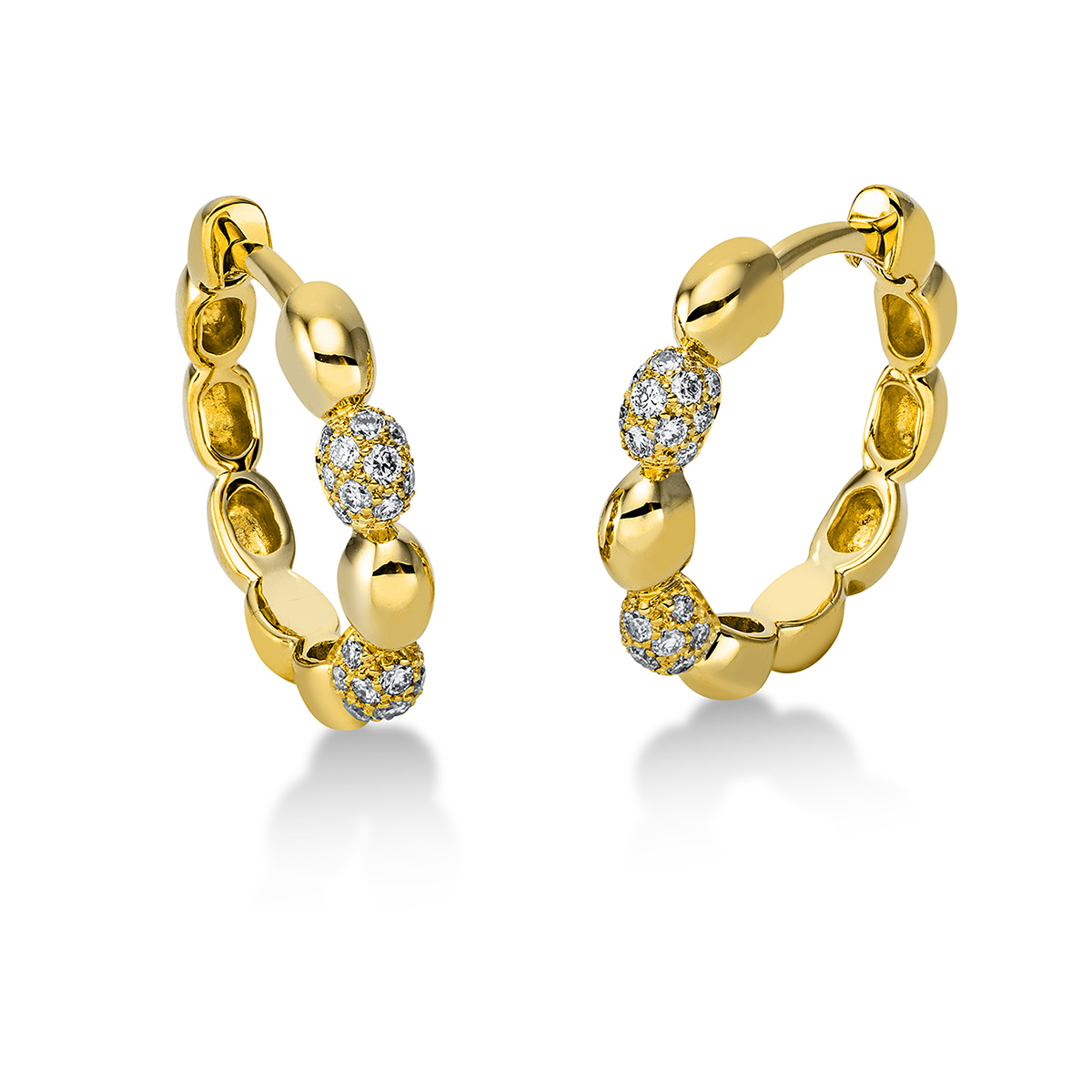 Pavé Creolen  18kt Gelbgold mit 0,16ct Diamanten