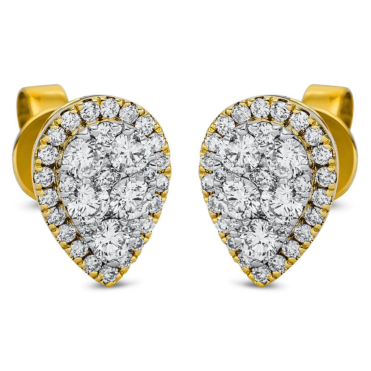 Ohrstecker  18kt Gelbgold Fassung rhodiniert mit 0,90ct Diamanten