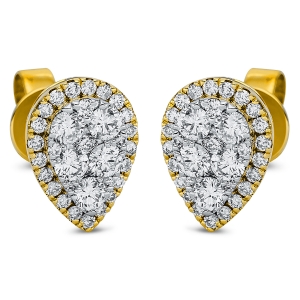 Ohrstecker  18kt Gelbgold Fassung rhodiniert mit 0,90ct Diamanten