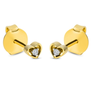 Ohrstecker  18kt Gelbgold  Herz mit 0,02ct Diamanten