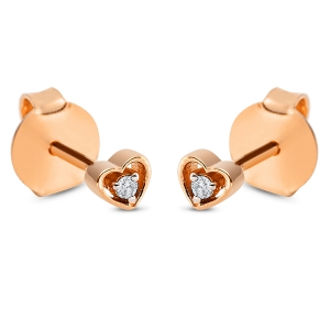 Ohrstecker  18kt Gelbgold  Herz mit 0,02ct Diamanten