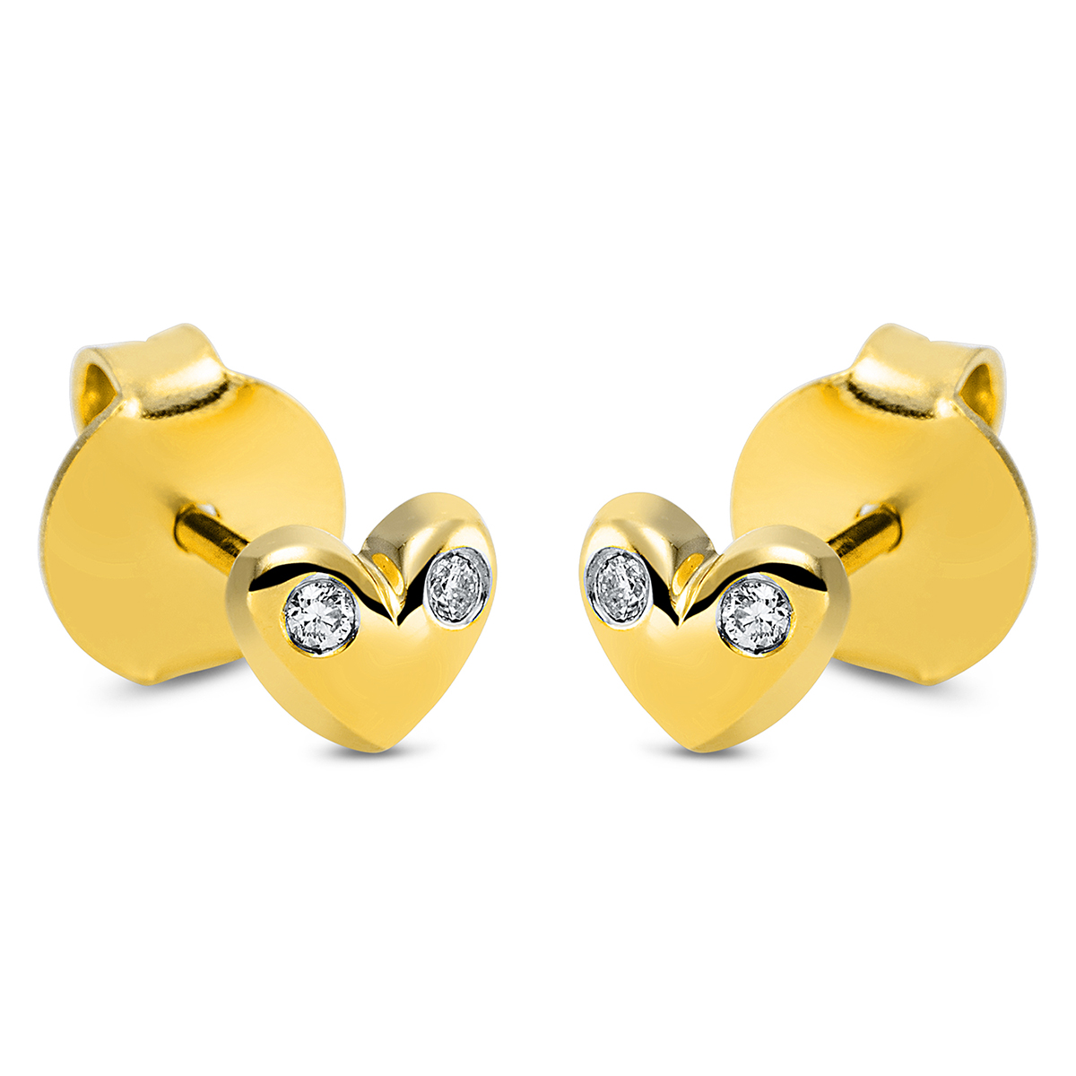 Ohrstecker  18kt Gelbgold  Herz mit 0,03ct Diamanten