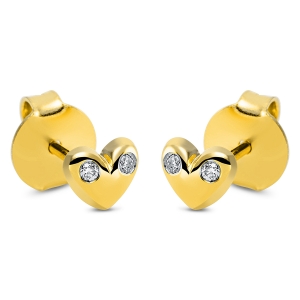 Ohrstecker  18kt Gelbgold  Herz mit 0,03ct Diamanten