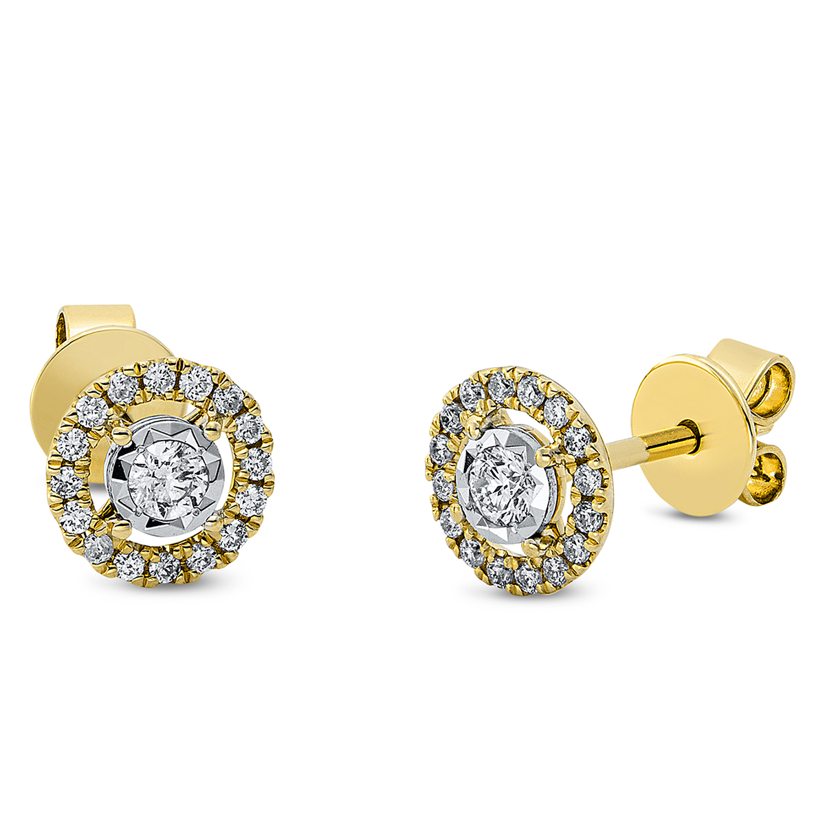 Ohrstecker  18kt Gelbgold / Weißgold mit 0,24ct Diamanten