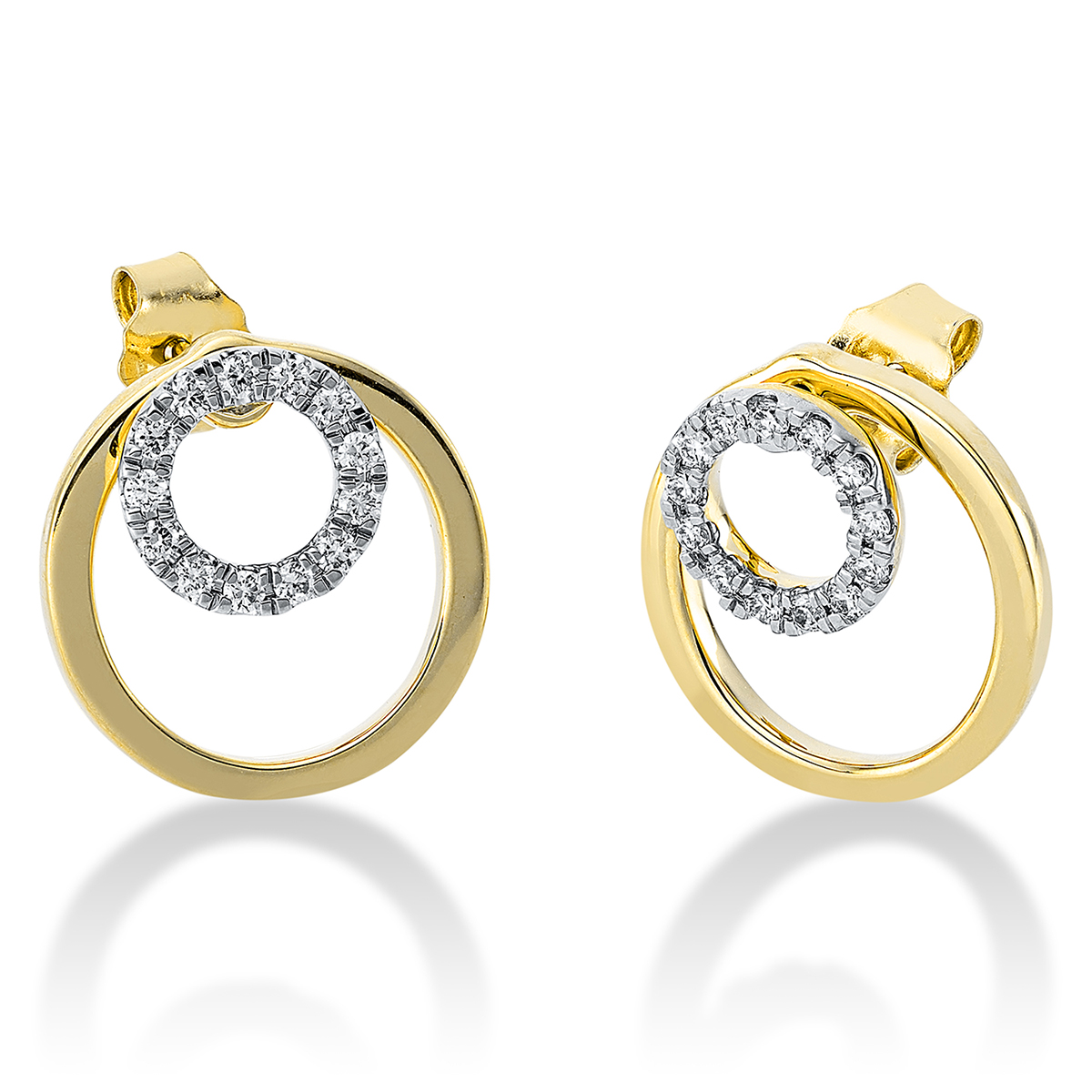 Ohrstecker  18kt Gelbgold Fassung rhodiniert mit 0,21ct Diamanten