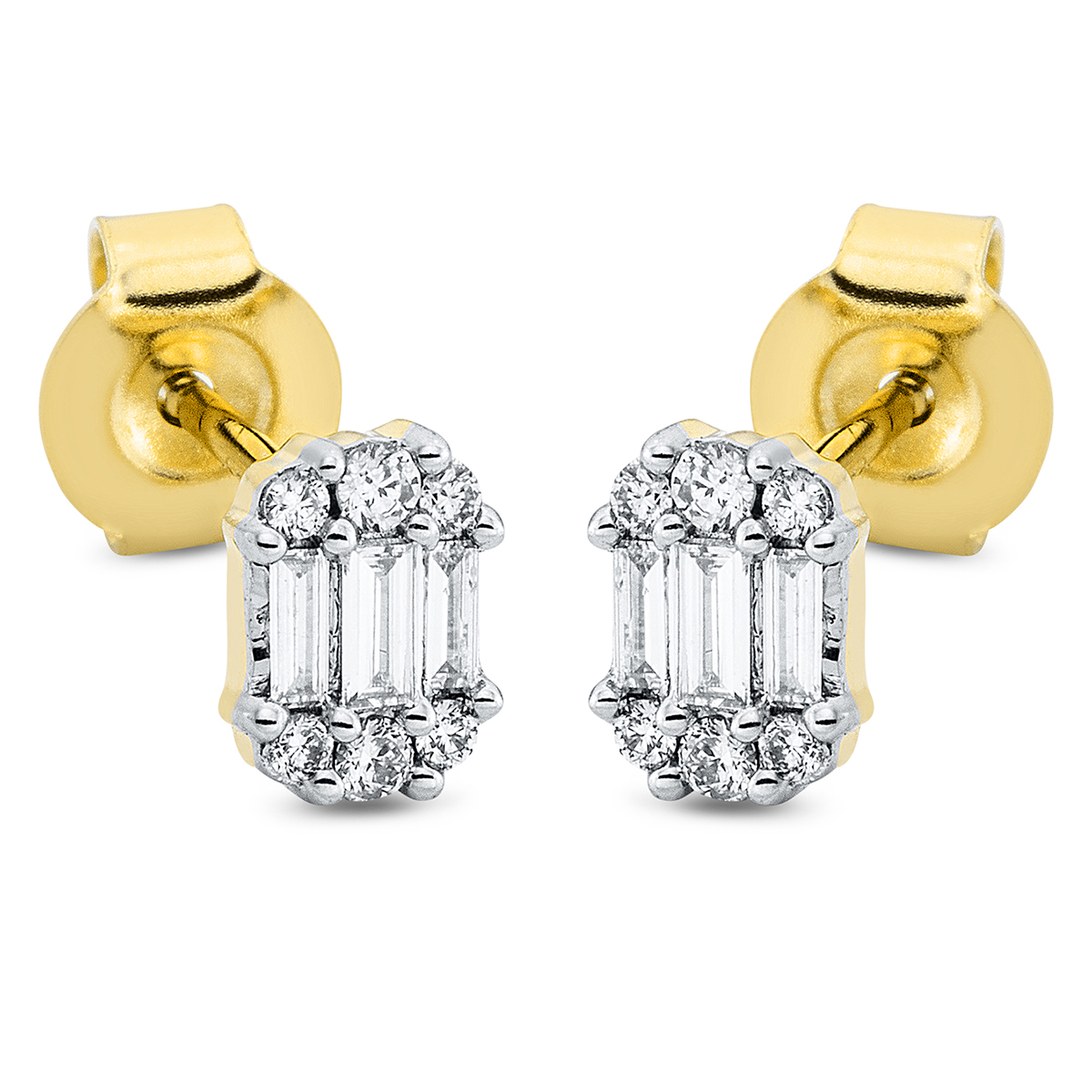 Ohrstecker  18kt Gelbgold / Weißgold mit 0,16ct Diamanten