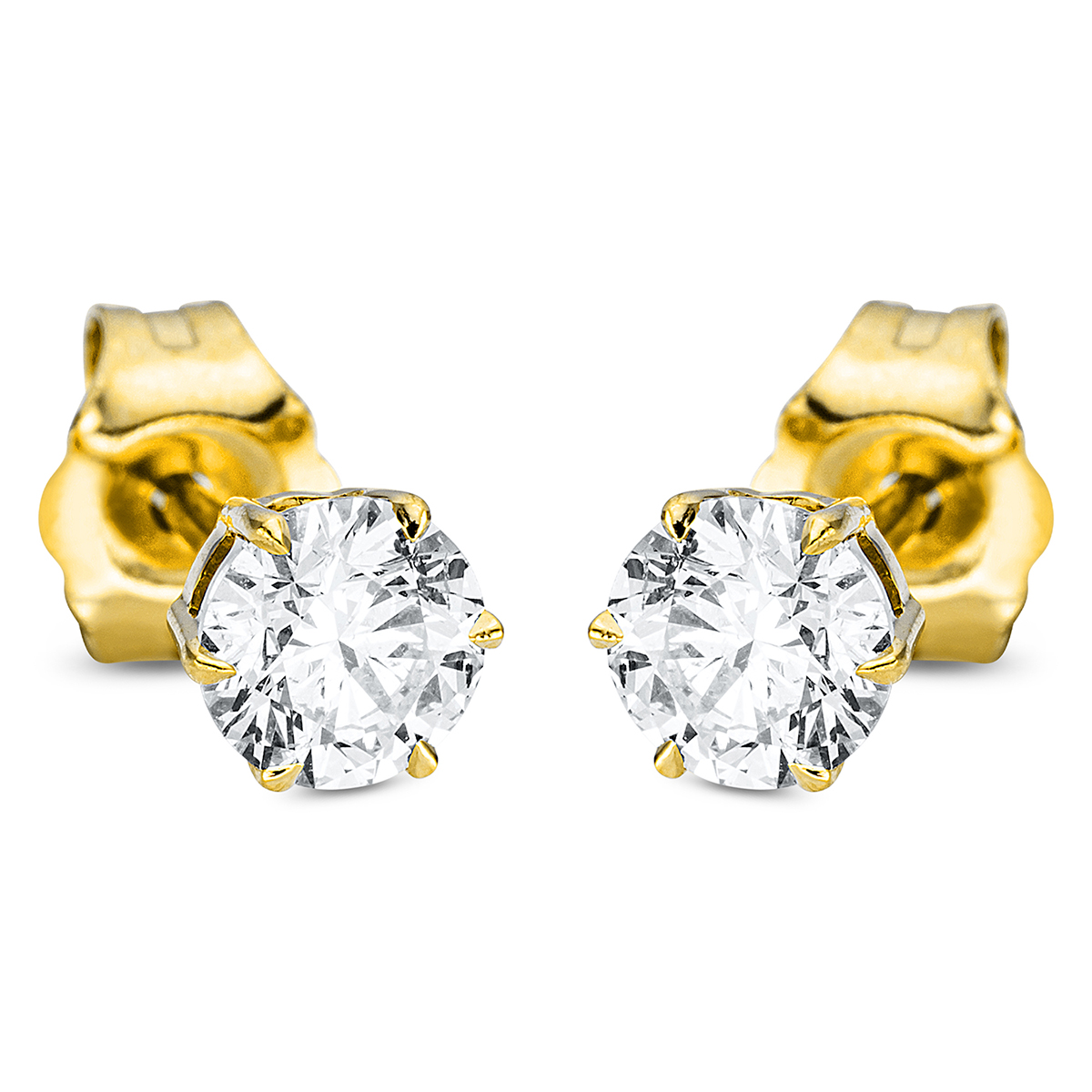 Solitaire Ohrstecker 6er-Krappe 18kt Gelbgold mit 0,60ct Diamanten