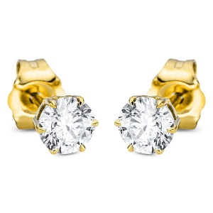 Solitaire Ohrstecker 6er-Krappe 18kt Gelbgold mit 0,60ct Diamanten