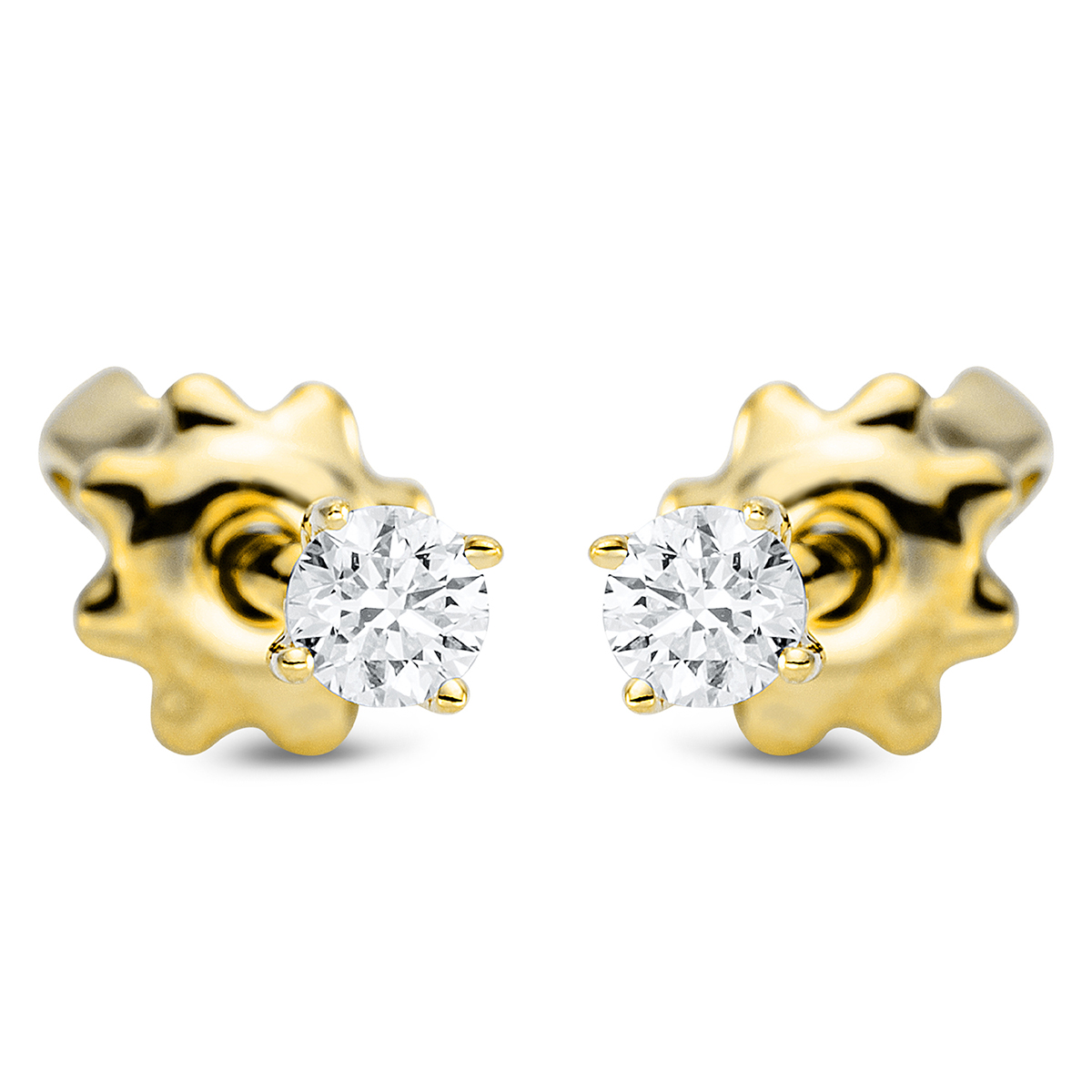 Solitaire Ohrstecker 4er-Krappe 18kt Gelbgold mit 0,12ct Diamanten