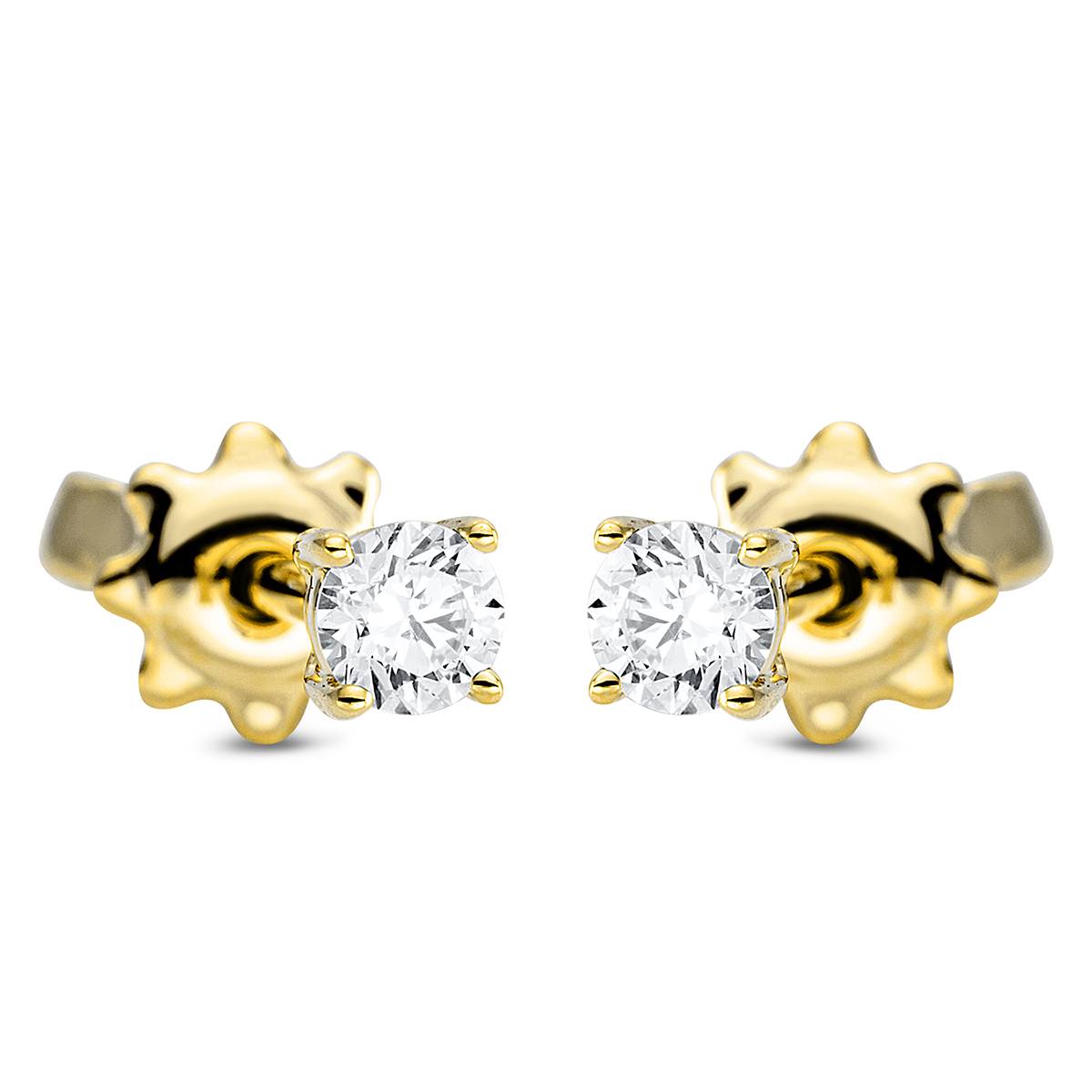 Solitaire Ohrstecker 4er-Krappe 18kt Gelbgold mit 0,20ct Diamanten