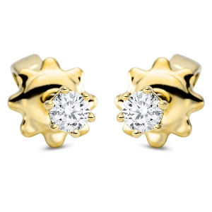 Solitaire Ohrstecker 6er-Krappe 18kt Gelbgold mit 0,09ct Diamanten