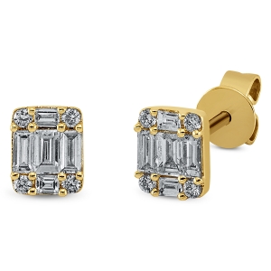 Ohrstecker  18kt Gelbgold Fassung rhodiniert mit 0,30ct Diamanten