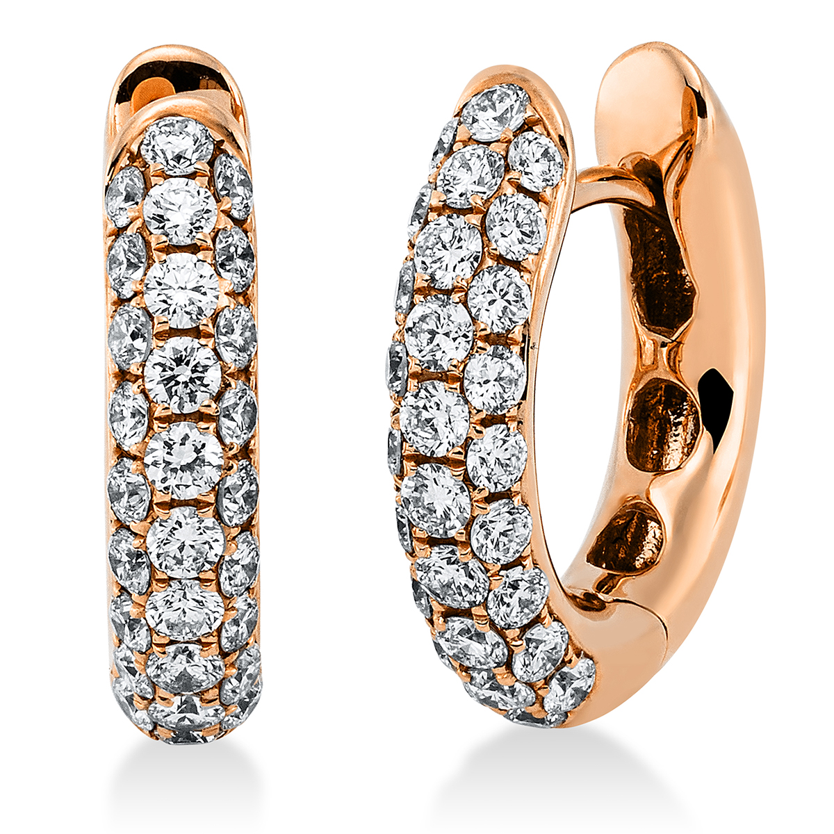 Creolen  18kt Rotgold mit 0,86ct Diamanten