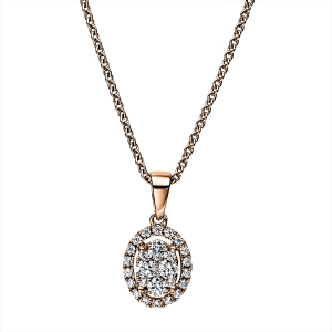 Anhänger  14kt Gelbgold mit Öse Oval mit 0,27ct Diamanten