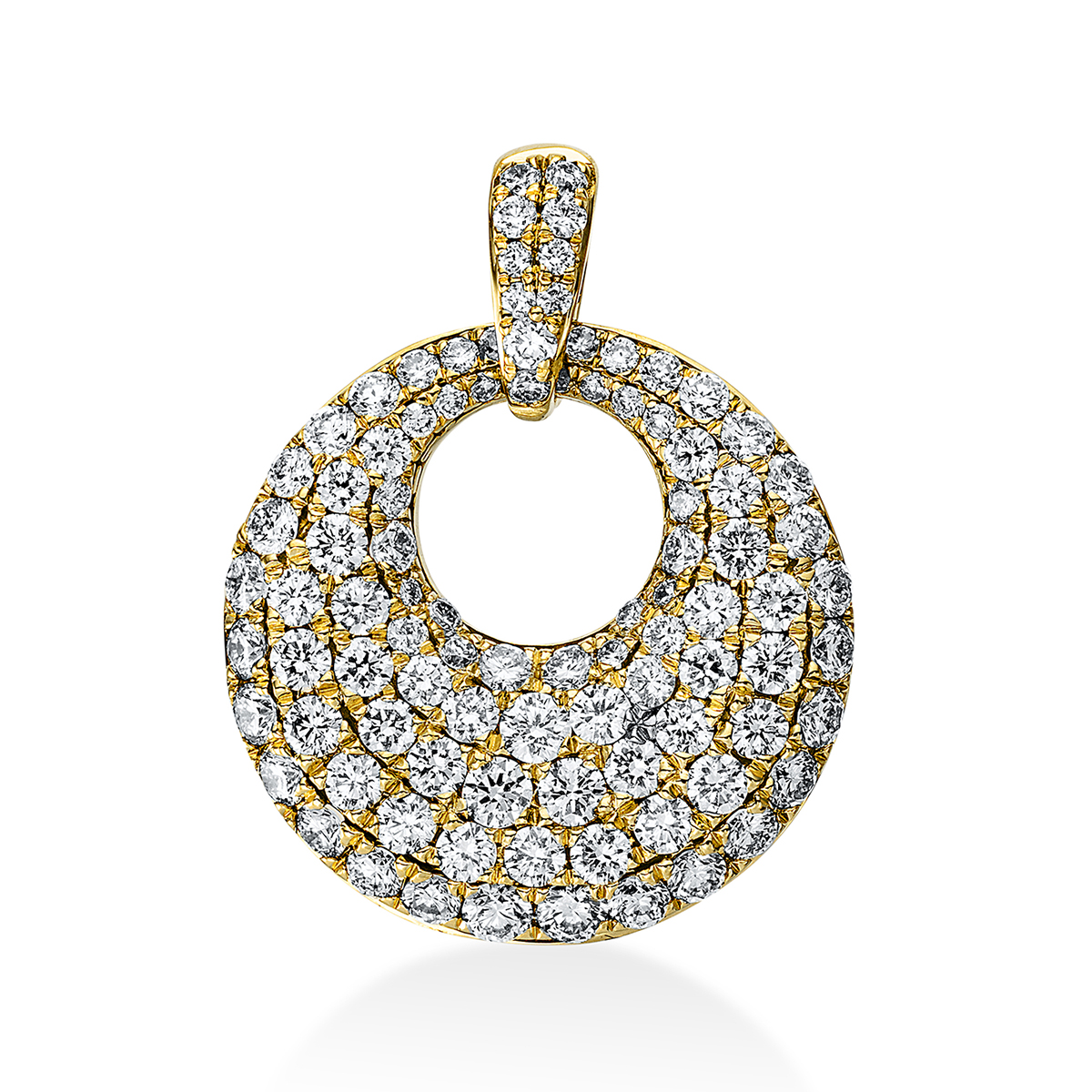 Pavé Anhänger  18kt Gelbgold mit Öse mit 0,92ct Diamanten