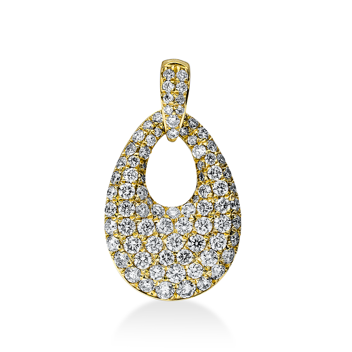 Pavé Anhänger  18kt Gelbgold mit Öse mit 0,85ct Diamanten