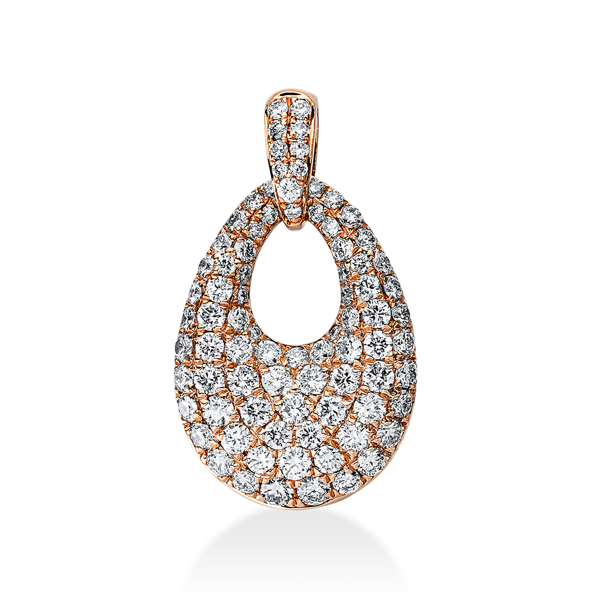 Pavé Anhänger  18kt Rotgold mit Öse mit 0,84ct Diamanten