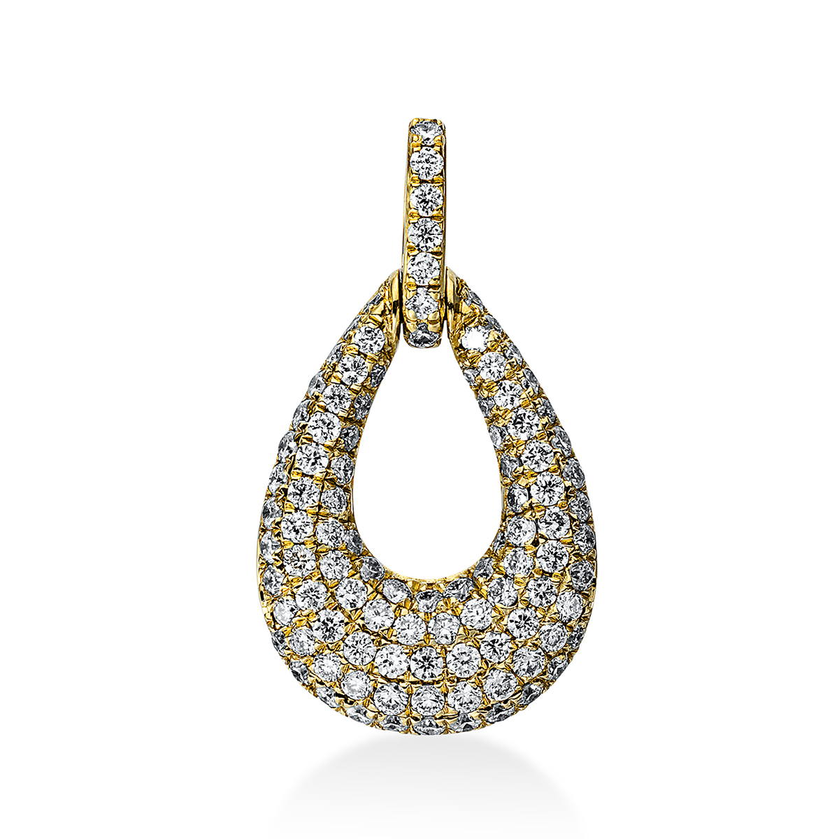 Pavé Anhänger  18kt Gelbgold mit Öse mit 0,38ct Diamanten