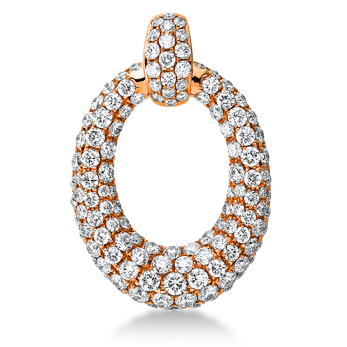 Pavé Anhänger  18kt Rotgold mit Öse Oval mit 1,27ct Diamanten