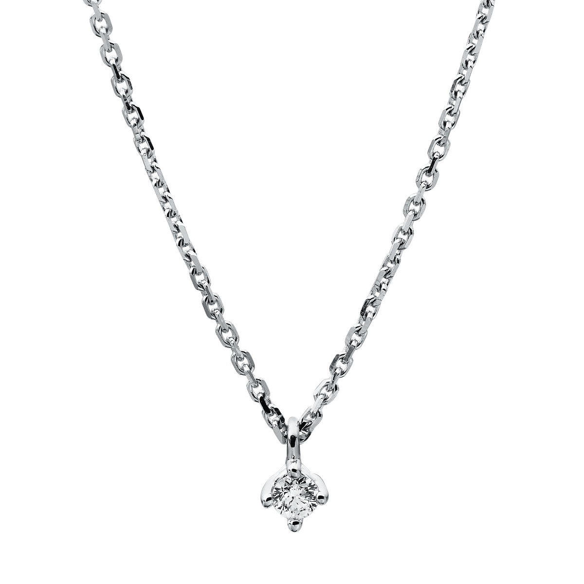 Solitaire Collier 4er-Krappe 14kt Weißgold mit 0,05ct Diamanten