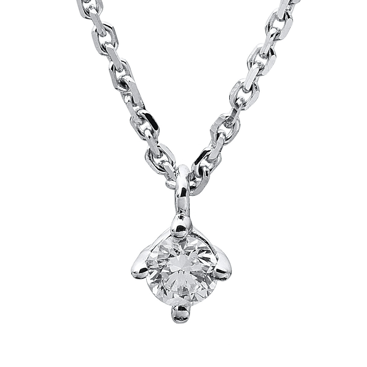 Solitaire Collier 4er-Krappe 14kt Weißgold mit 0,09ct Diamanten