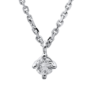 Solitaire Collier 4er-Krappe 14kt Weißgold mit 0,09ct Diamanten