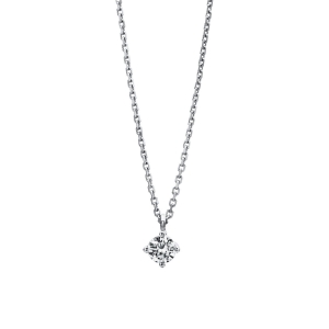 Solitaire Collier 4er-Krappe 14kt Weißgold mit 0,16ct Diamanten