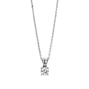 Solitaire Collier 4er-Krappe 14kt Weißgold Zwischenöse 42 cm mit 0,27ct Diamanten