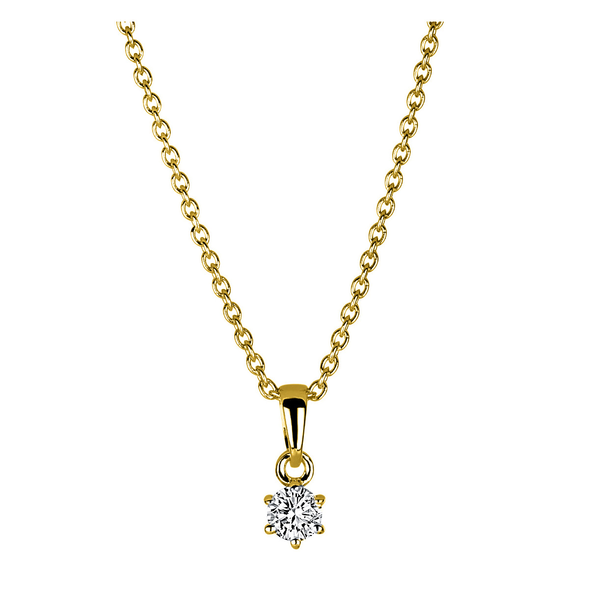 Solitaire Collier 6er-Krappe 14kt Gelbgold mit 0,15ct Diamanten