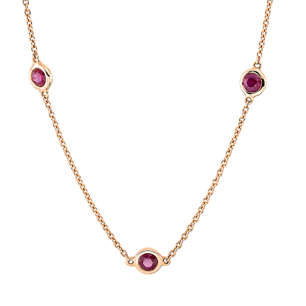 Farbsteine Collier   18kt Rotgold 