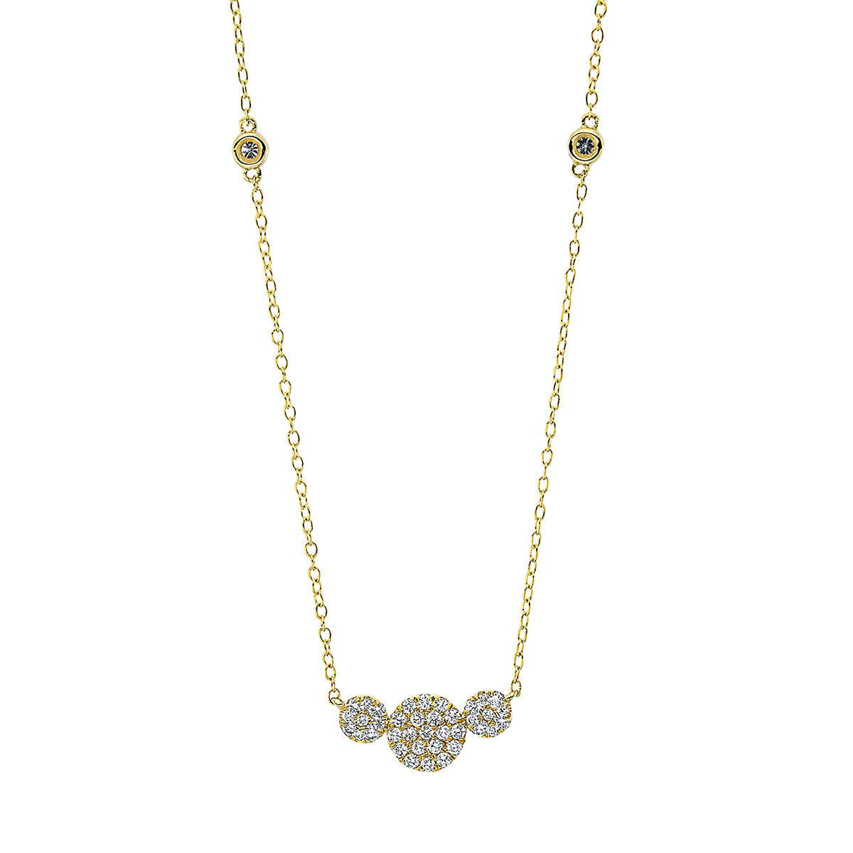 Collier  18kt Gelbgold mit ZÖ 38.1 cm + 40.6 cm mit 0,26ct Diamanten