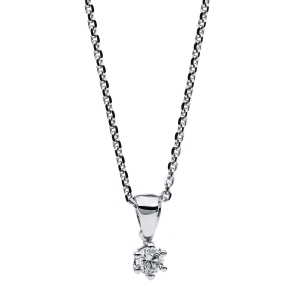 Solitaire Collier 6er-Krappe 14kt Weißgold mit 0,10ct Diamanten