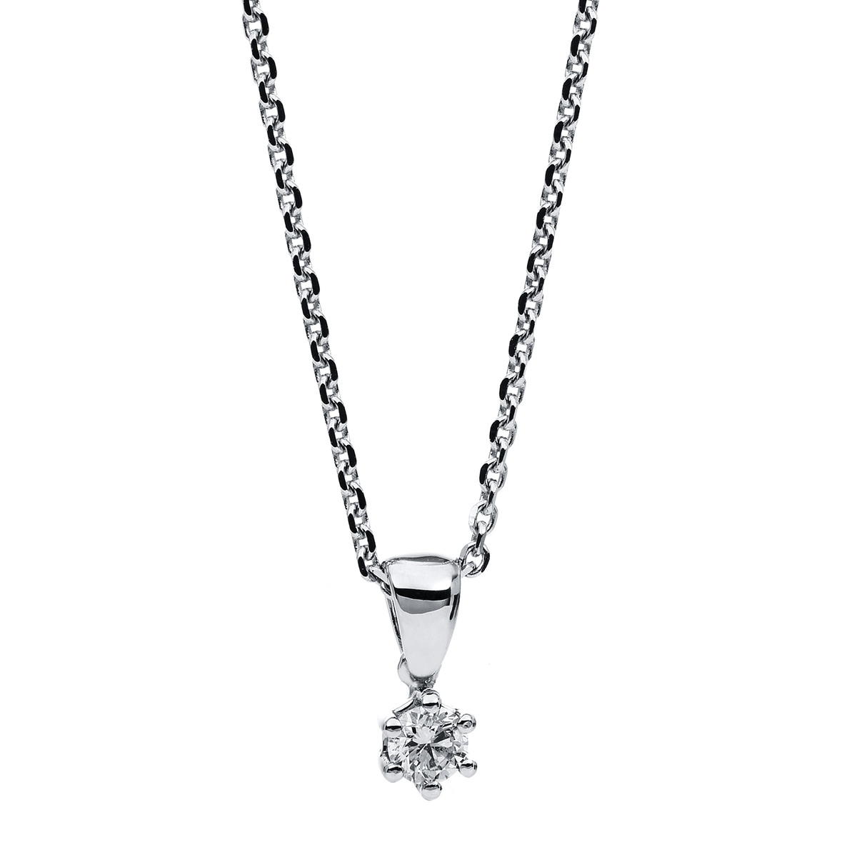 Solitaire Collier 6er-Krappe 14kt Weißgold mit 0,16ct Diamanten